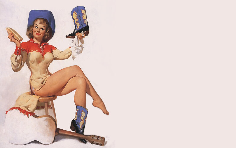Pin-up cowgirl with boots