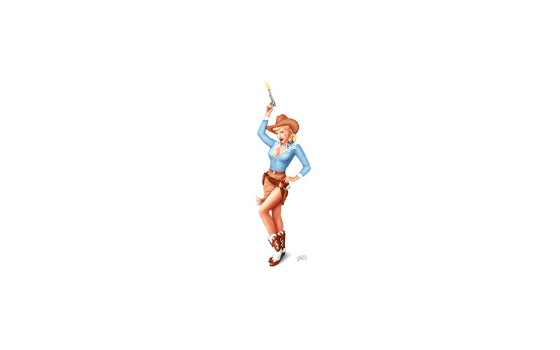 pin-up cowgirl with gun