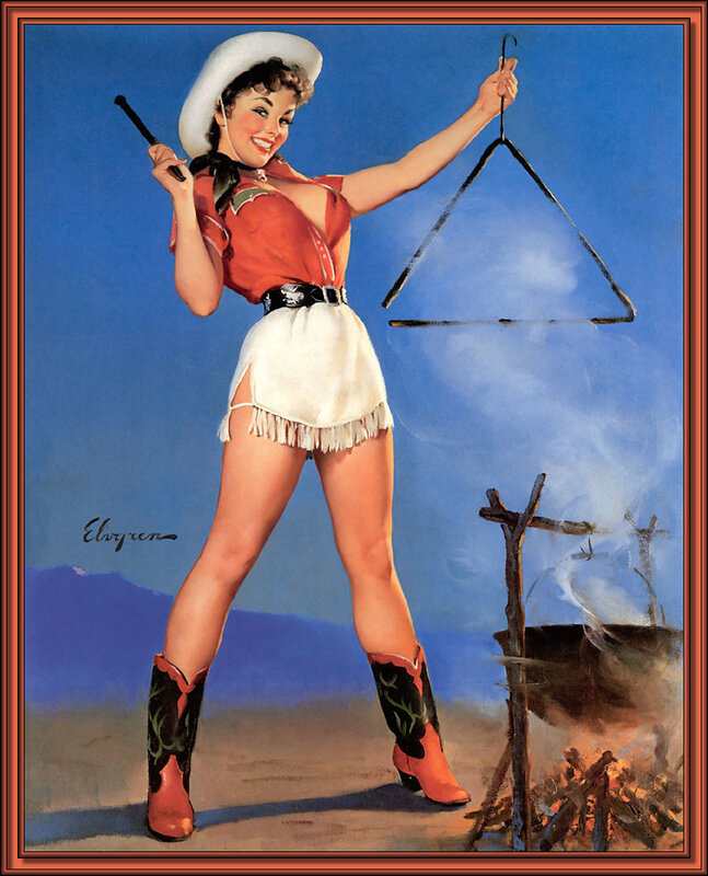 Pin-up cowgirl with triangle