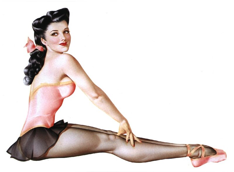 Pin-up dancer in ballet pose