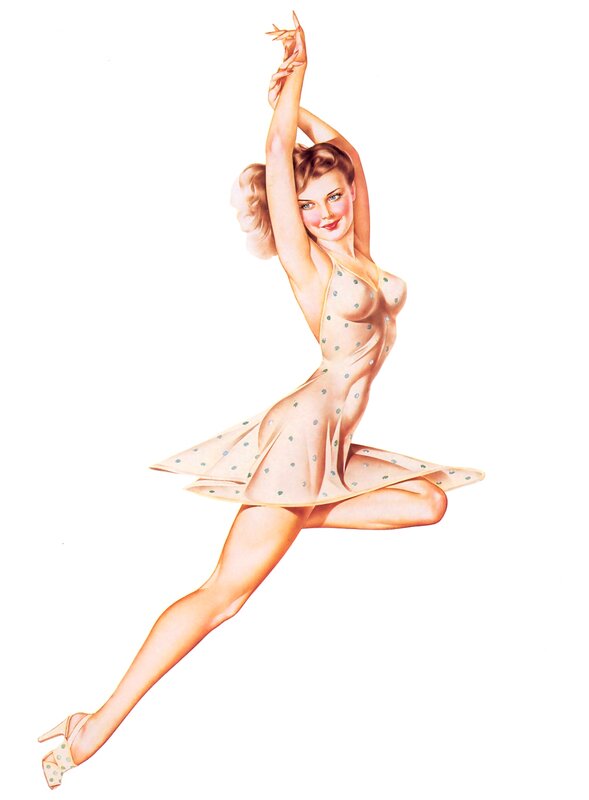 pin-up dancer in polka dot dress