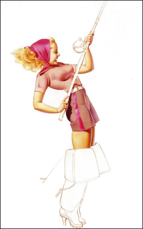Pin-up fishing woman