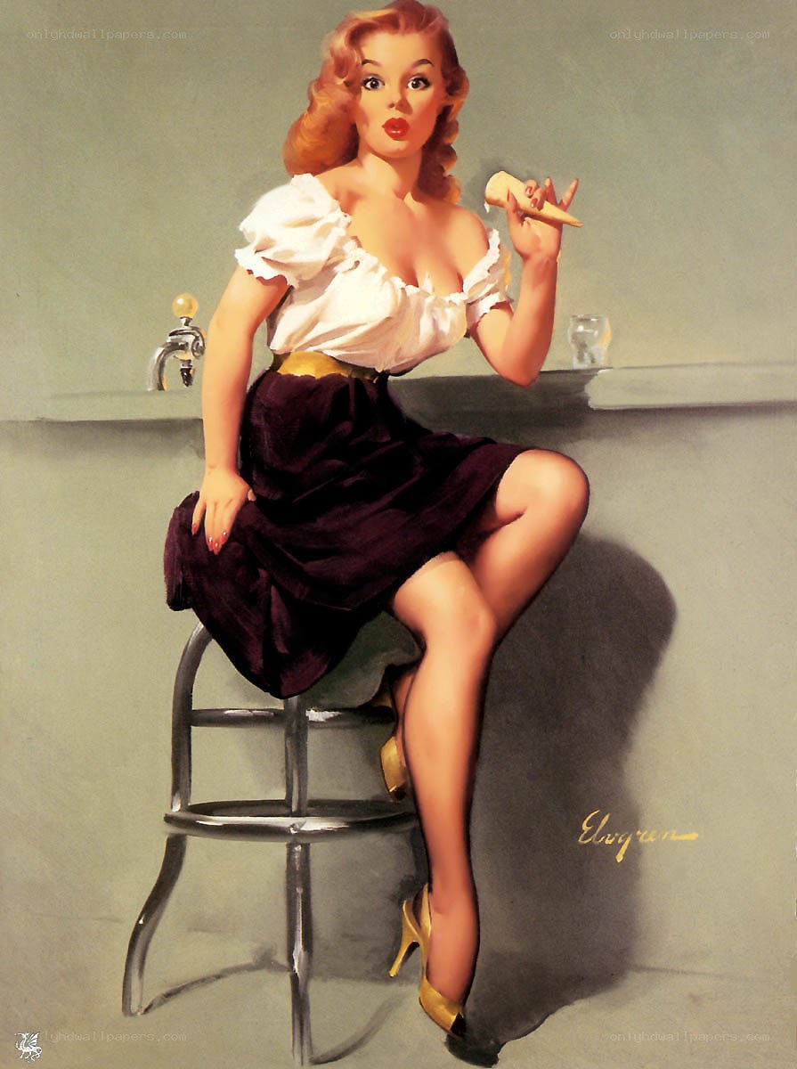 Pin-up girl at bar