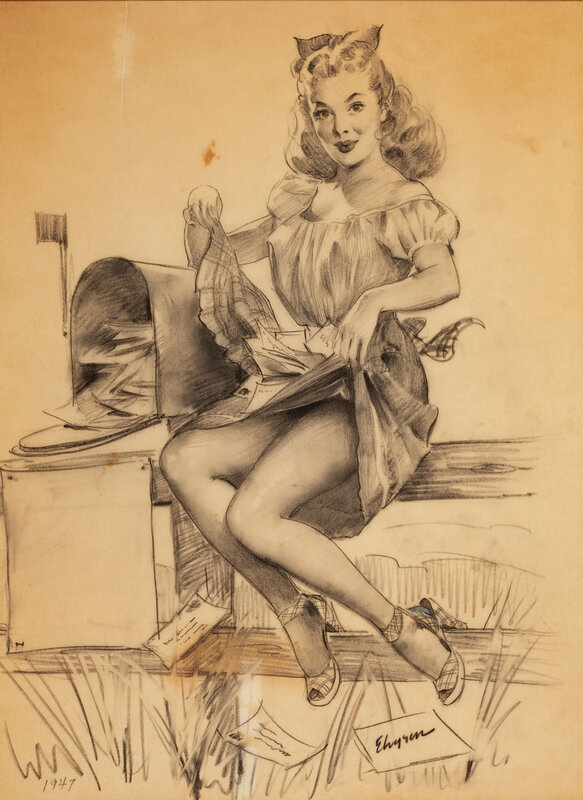 Pin-up girl at mailbox