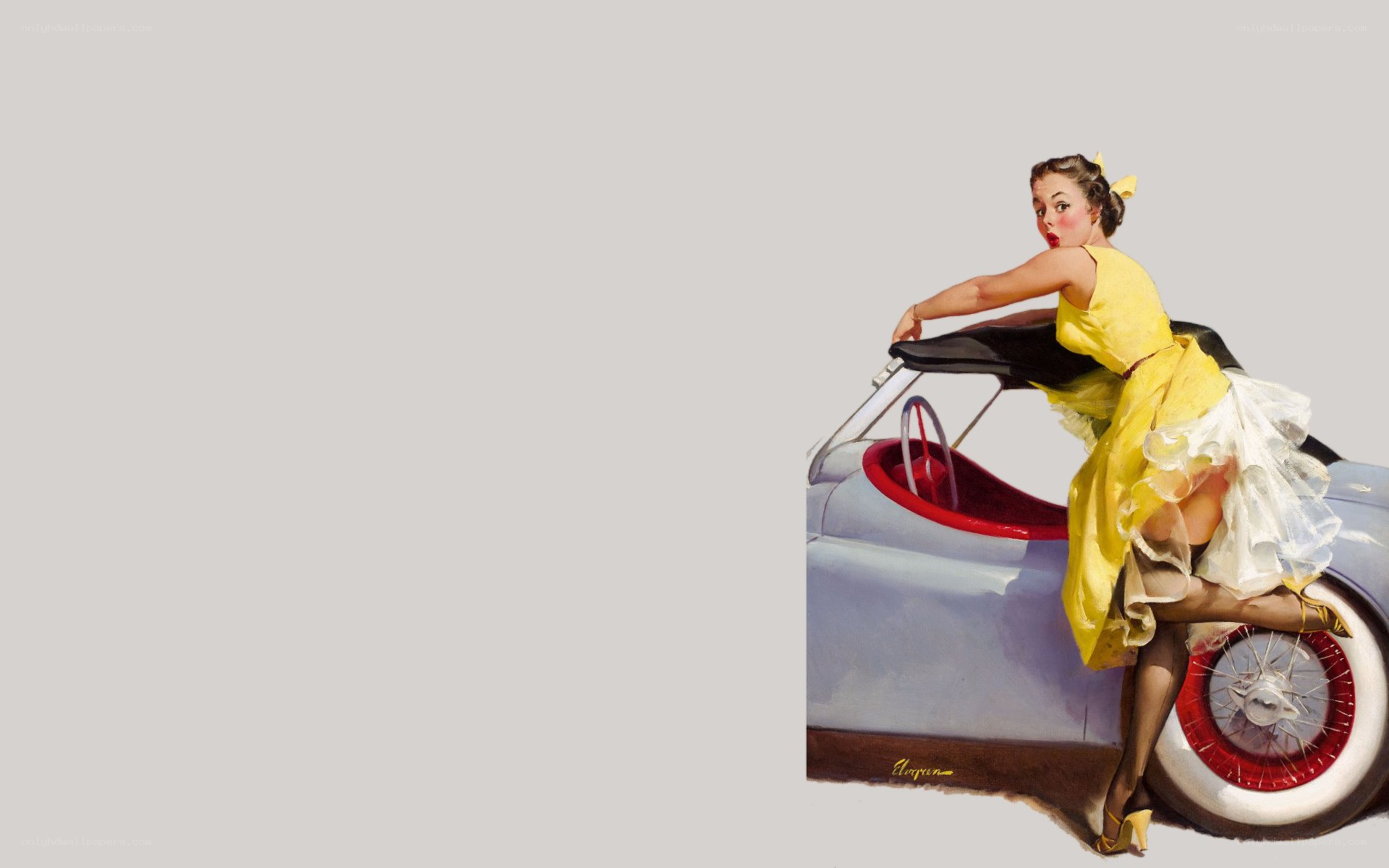 Pin-up girl by car