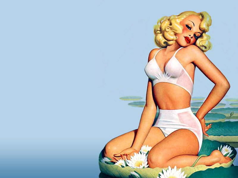Pin-up girl on lily pad