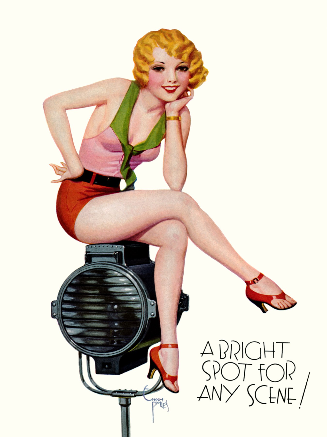 Pin-up girl on spotlight