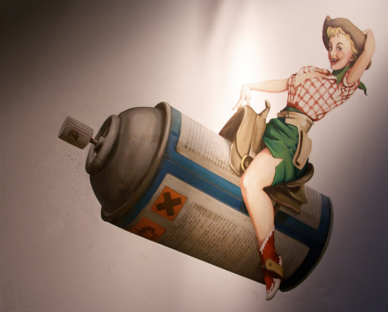 Pin-up Girl on Spray Can — White