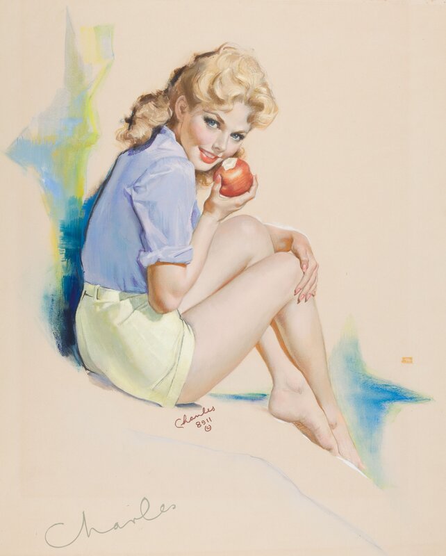Pin-up girl with apple