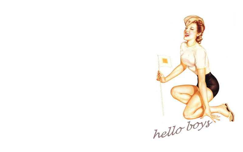 pin-up girl with flag