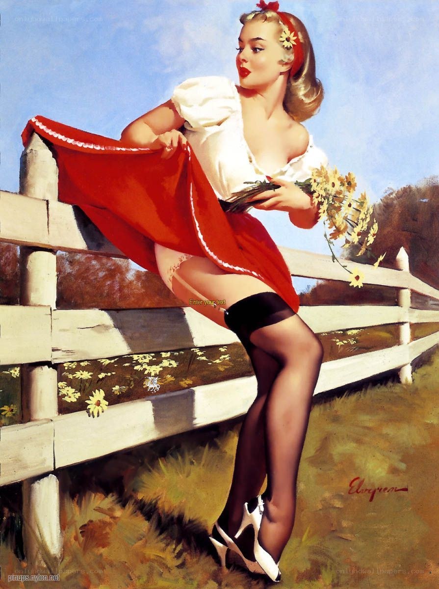 Pin-up girl with flowers