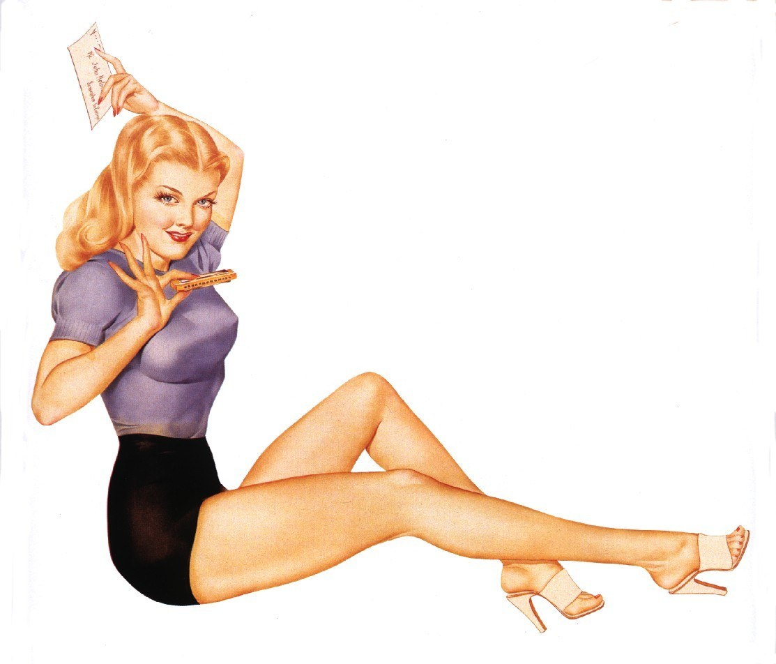 pin-up girl with harmonica