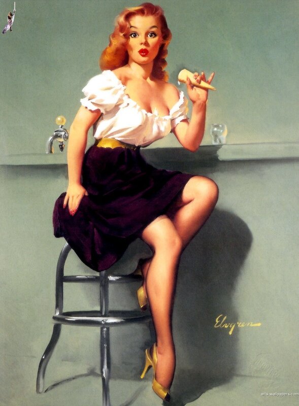 Pin-up girl with ice cream