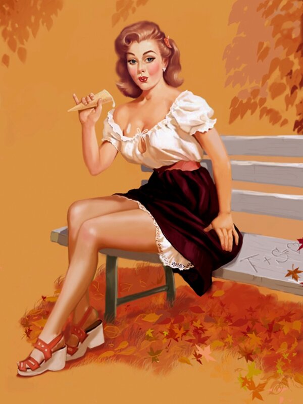 Pin-up girl with ice cream