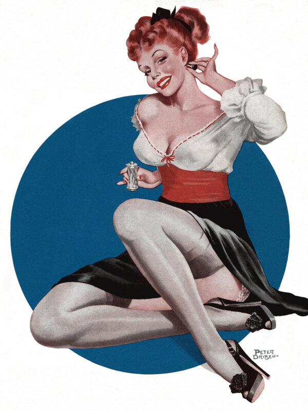 Pin-up girl with perfume