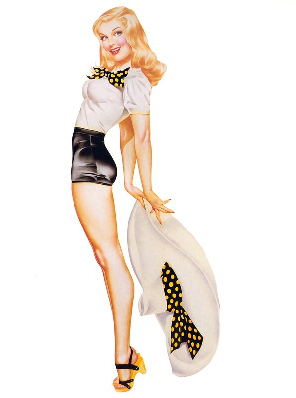 pin-up girl with polka-dot bow