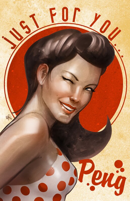 Pin-up girl with polka dots