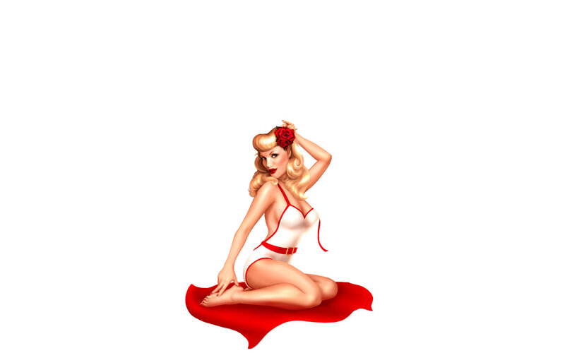 pin-up girl with red rose
