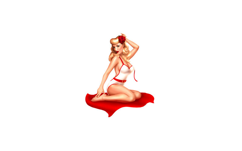pin-up girl with red rose