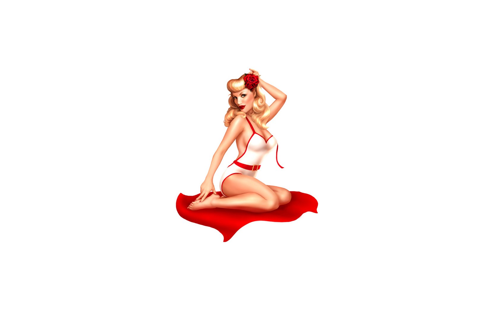 pin-up girl with red rose