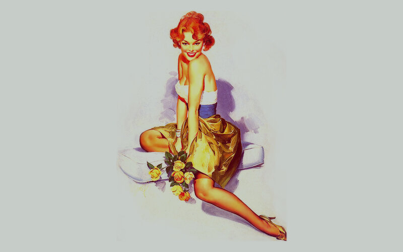 Pin-up girl with roses