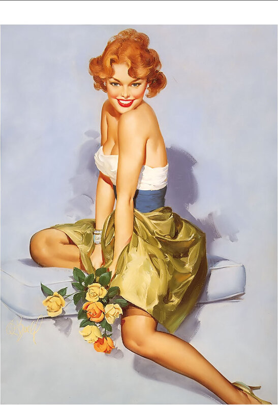 Pin-up girl with roses