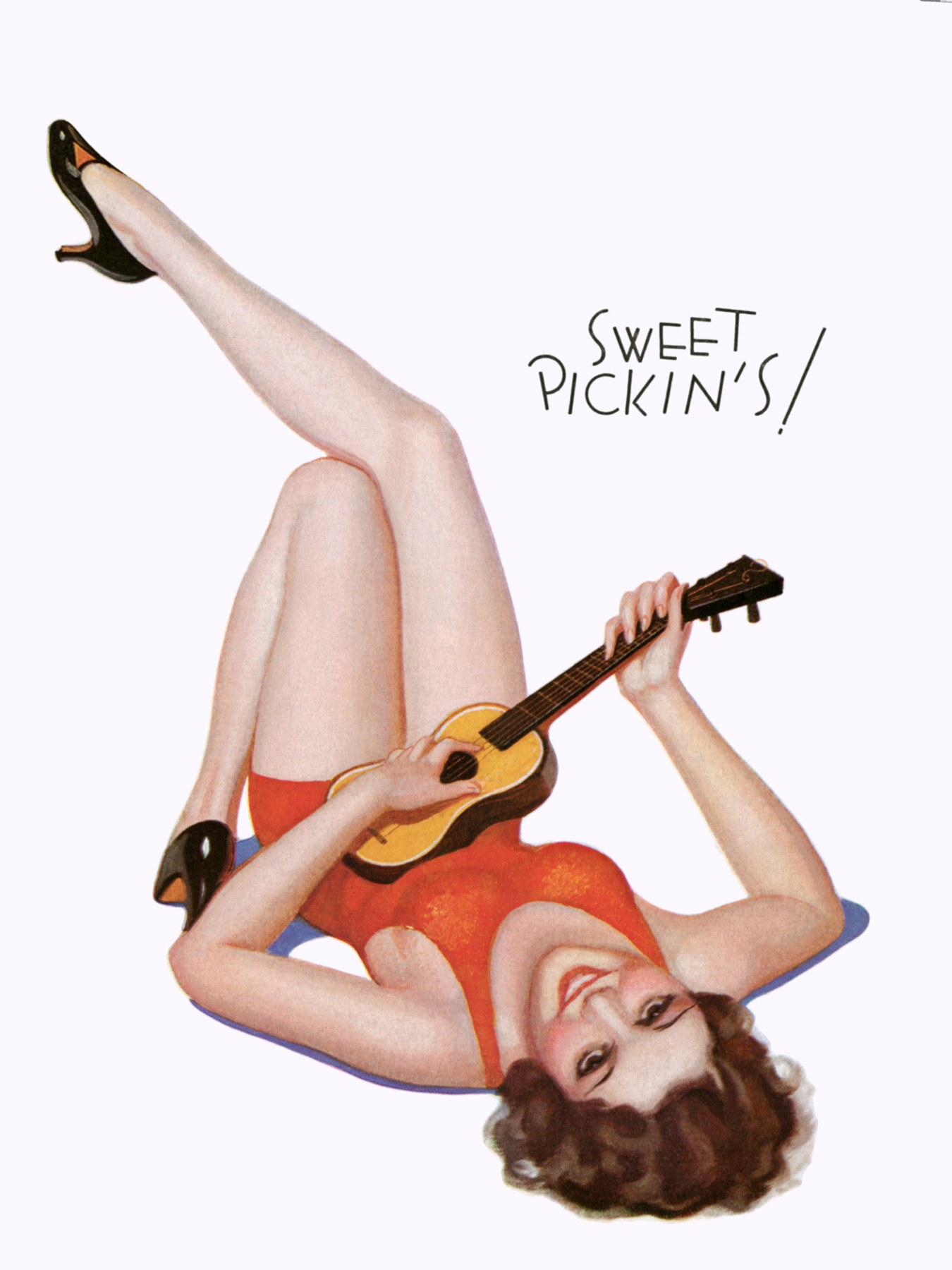Pin-up girl with ukulele