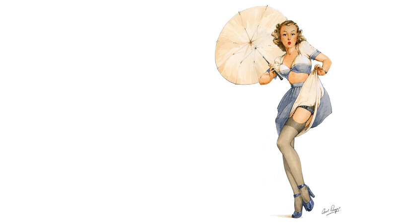 pin-up girl with umbrella