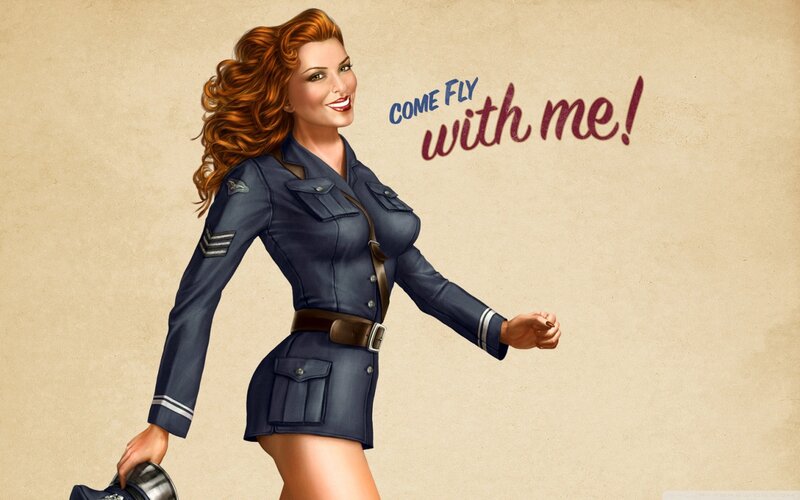 Pin-up pilot woman