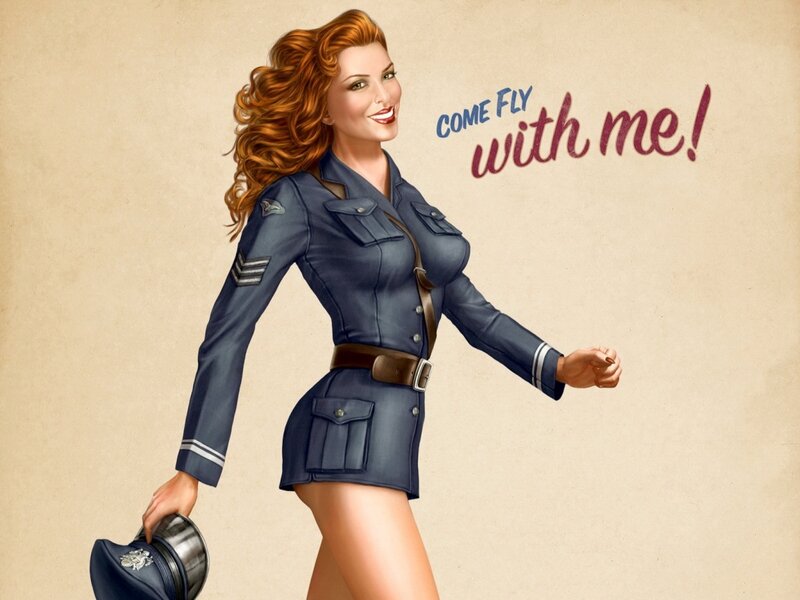 Pin-up pilot woman