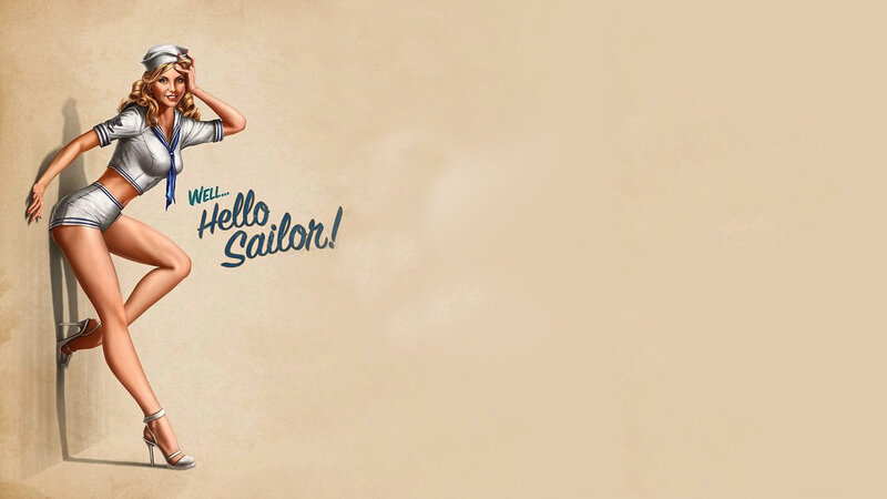 Pin-up Sailor Woman — Beige