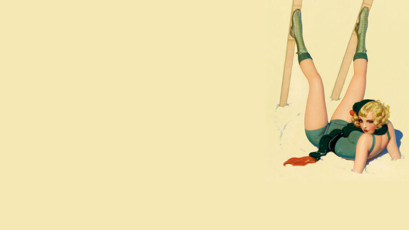 Pin-up skier in snow