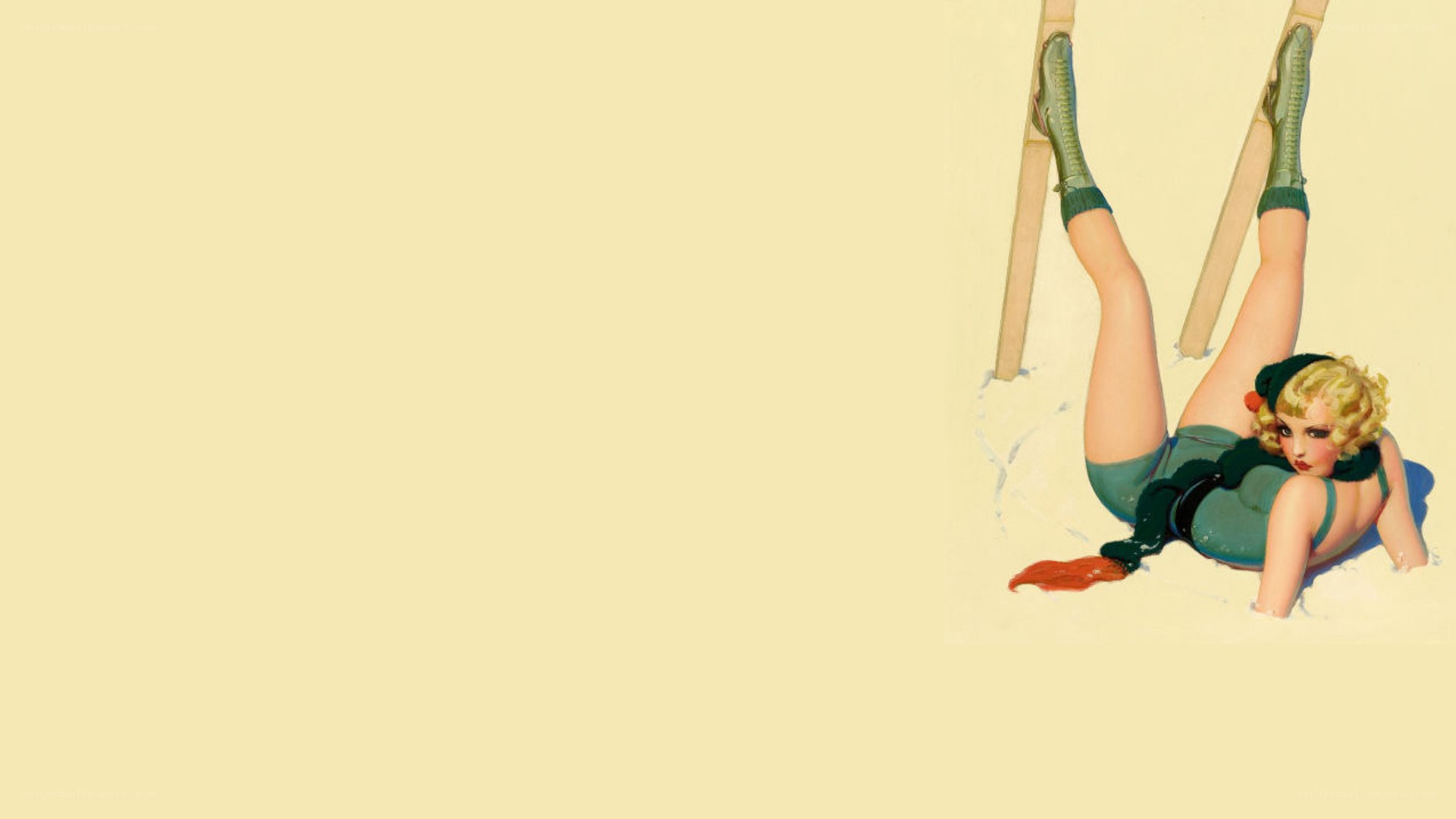 Pin-up skier in snow