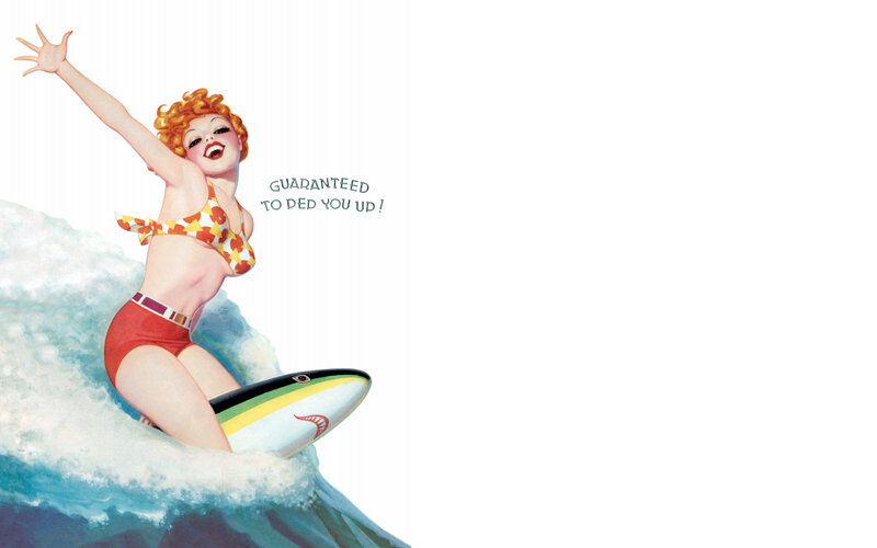 Pin-up surfer girl
