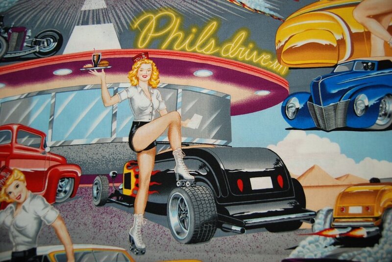 Pin-up Waitress on Car
