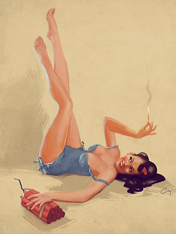 Pin-up with dynamite