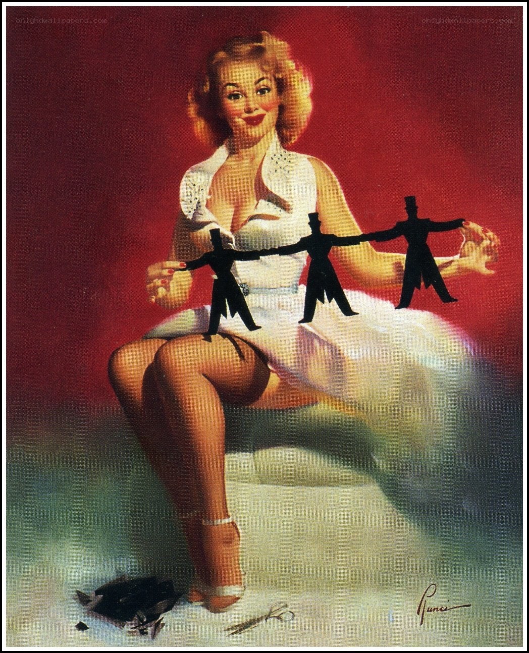 Pin-up with paper cutouts