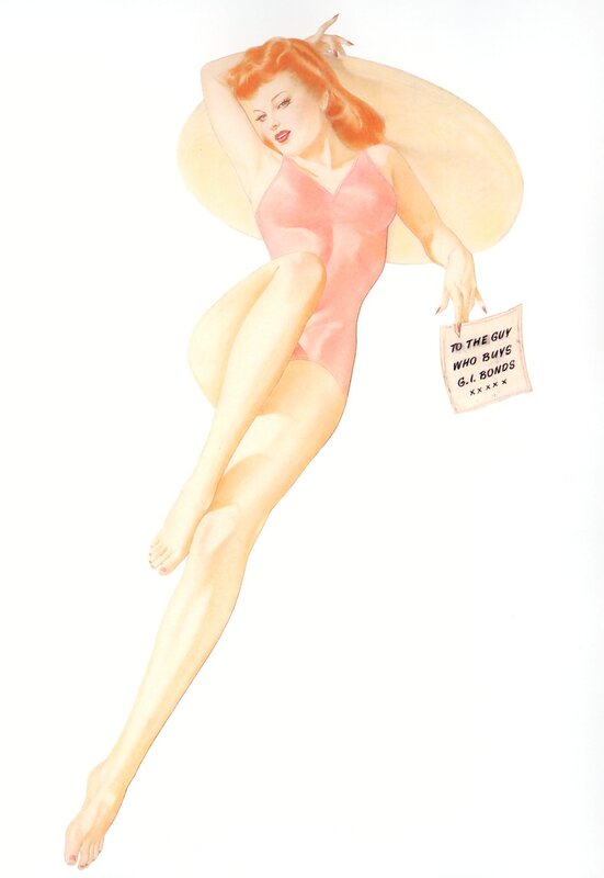 Pin-up woman holding sign