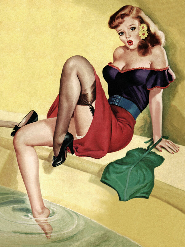 Pin-up woman in bathtub