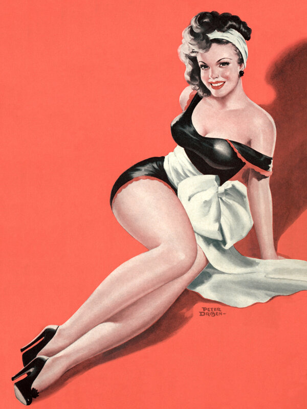 Pin-up woman in black and white