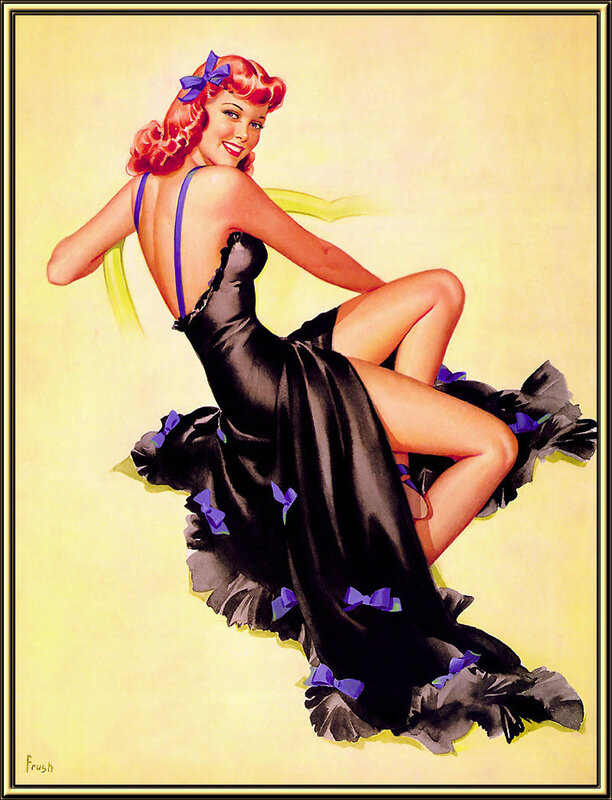 Pin-up woman in black dress