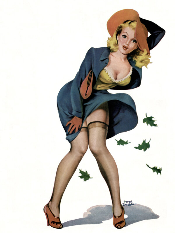Pin-up woman in coat