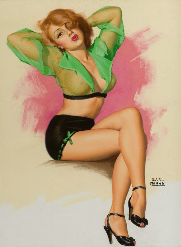 Pin-up woman in green blouse