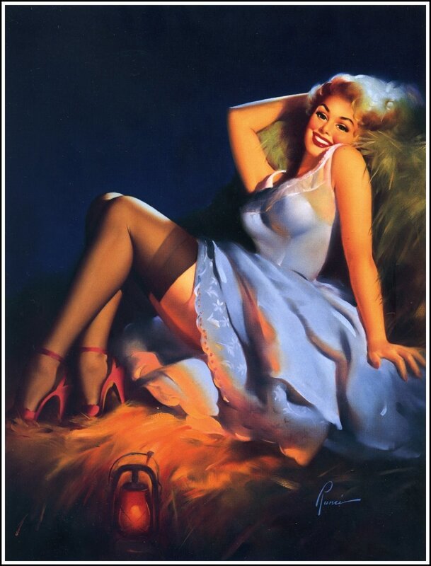 Pin-up woman in night scene