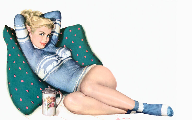 Pin-up woman in sweater