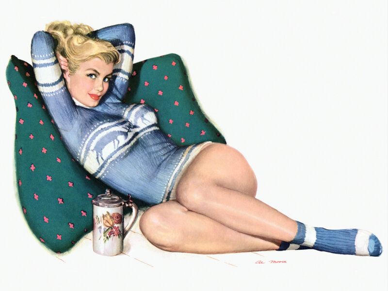 Pin-up woman in sweater
