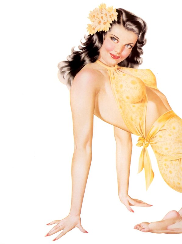 Pin-up woman in yellow dress