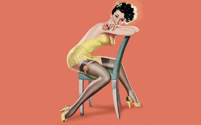 Pin-up woman in yellow dress