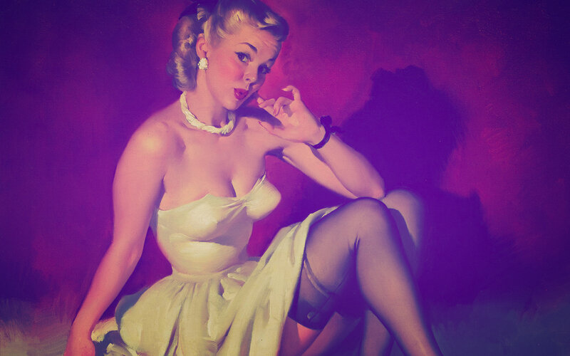 Pin-up woman in yellow dress