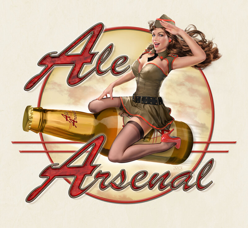 Pin-up Woman on Beer Bottle